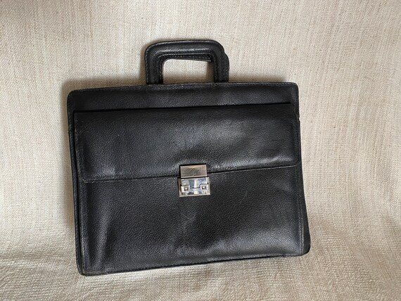 Vintage black leather men s bag Etsy