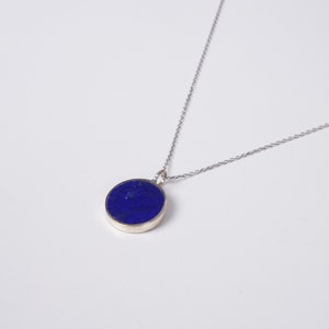 Top quality Natural Lapis Lazuli Round Necklace, Handmade 925 Sterling and Lapis Pendant, Undyed Natural Lpis Pendant Necklace