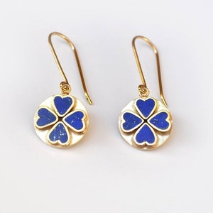 Vergoldete Lapislazuli Ohrringe, Lapis Ohrringe, Herzen vergoldete Lapis Ohrringe, Herzen Silber Ohrringe, 925 Sterling Silber Ohrringe