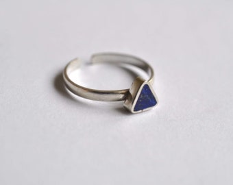 Triangle Ring, Lapis and Silver Triangle Ring, Silver Ring, Lapis Ring, Triangle...