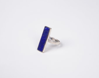 High Quality Natural Lapis Lazuli Natural Stone Ring, 925 Silver and Lapis Handmade Ring, Undyed Lapis and Silver Handcrafted Ring