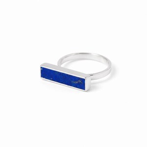 Sterling Silver Lapis Lazuli Ring: Geometric Statement Jewelry