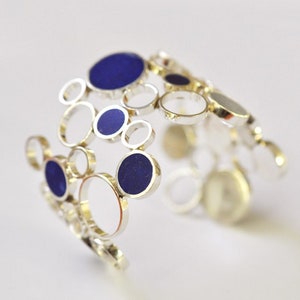 Natural lapislazulli on 925 Sterling Silver, Statement Cuff, undyed lapis cuff, Handmade untreated lapis bracelet, Chic and elegant jewelry