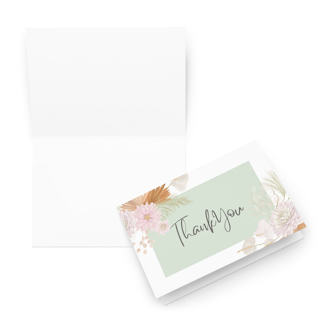Floral Thank You Greeting Card Cute Greeting Card Thank You Etsy