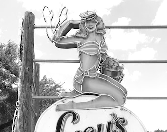 VERTICAL Lucy's Fried Chicken Sign Austin Photo Print Black and White Austin Art Austin Signs Austin Print Austin Photography Austin Tx Art