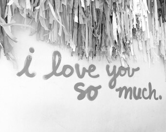 Jo's Coffee 'I Love You So Much' Mural: Austin Black and White Photo Print