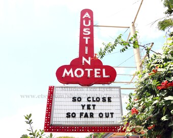 Horizontal Color Austin Motel Sign Photo Print, Austin Texas