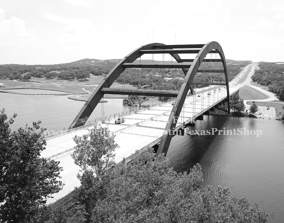 Pennybacker Bridge Photo: Black and White Austin Texas Art Print - Etsy