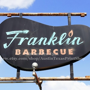 HORIZONTAL Franklin Barbecue Color Photo Print Austin Photography Austin Signs Franklin&#39;s BBQ Texas BBQ Texas Gift Barbeque Art Print Tex