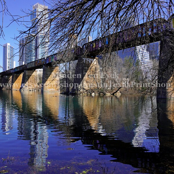 Austin Graffiti Bridge Photo Print: Lady Bird Lake, Texas