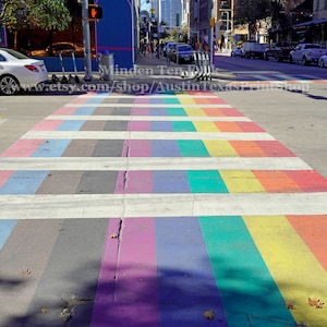 VERTICAL Rainbow Crosswalk Photo Print Austin LGBTQ Austin Texas Atx Gay Pride Austin Photography Austin Tx LGBTQIA Gift Gay Pride Art Atx