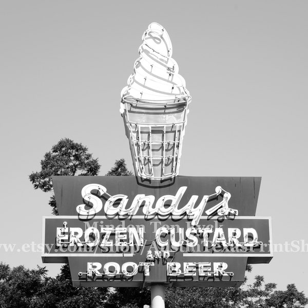 Sandy's Hamburgers Photo Print: Austin Texas Black & White Photography