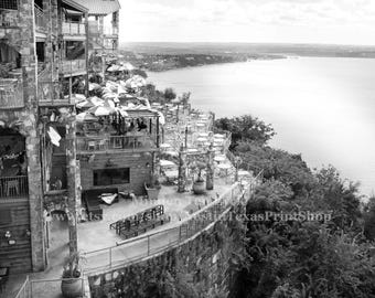 HORIZONTAL The Oasis on Lake Travis Photo Print, Black and White Austin Photography