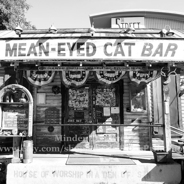 Mean Eyed Cat Bar Photo Print: Austin Texas, Johnny Cash Tribute