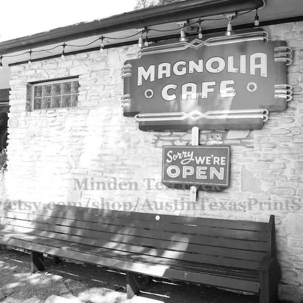 Magnolia Cafe Austin Photo Print: Black and White Photography