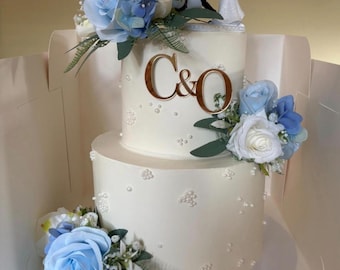 Sky Blue/Baby Blue Cake Flowers & Topper