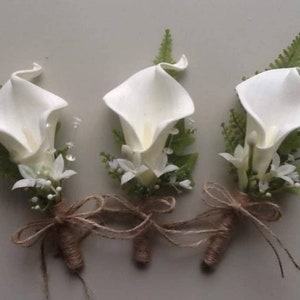 Single Beautiful Elegant Calla Lily Boutonniere/Guest Buttonhole/Corsage with Crystal Accents.