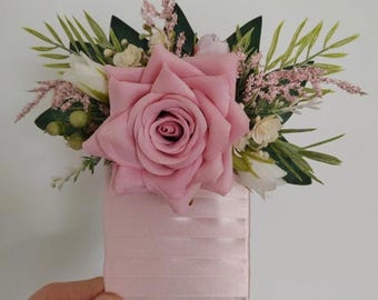 Dusty Pink Pocket Square Boutonniere: Groom, Groomsmen and Page Boy.