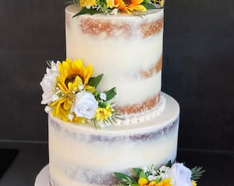 Sunflower Wedding Cake Set including Topper