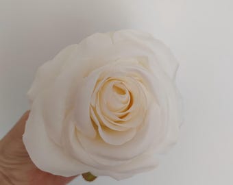 Artificial Ivory Silk Rose Heads 9cm