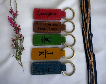 Porte-clés en cuir monogramme personnalisé Porte-clés en cuir personnalisé Drive Safe porte-clés Porte-clés gravé Cadeau pour elle et lui Porte-clés