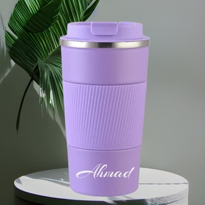 Taza de café personalizada, taza de café de viaje, taza de acero inoxidable aislada, taza de viaje reutilizable, taza de acero inoxidable, regalo para ella, el mejor regalo.
