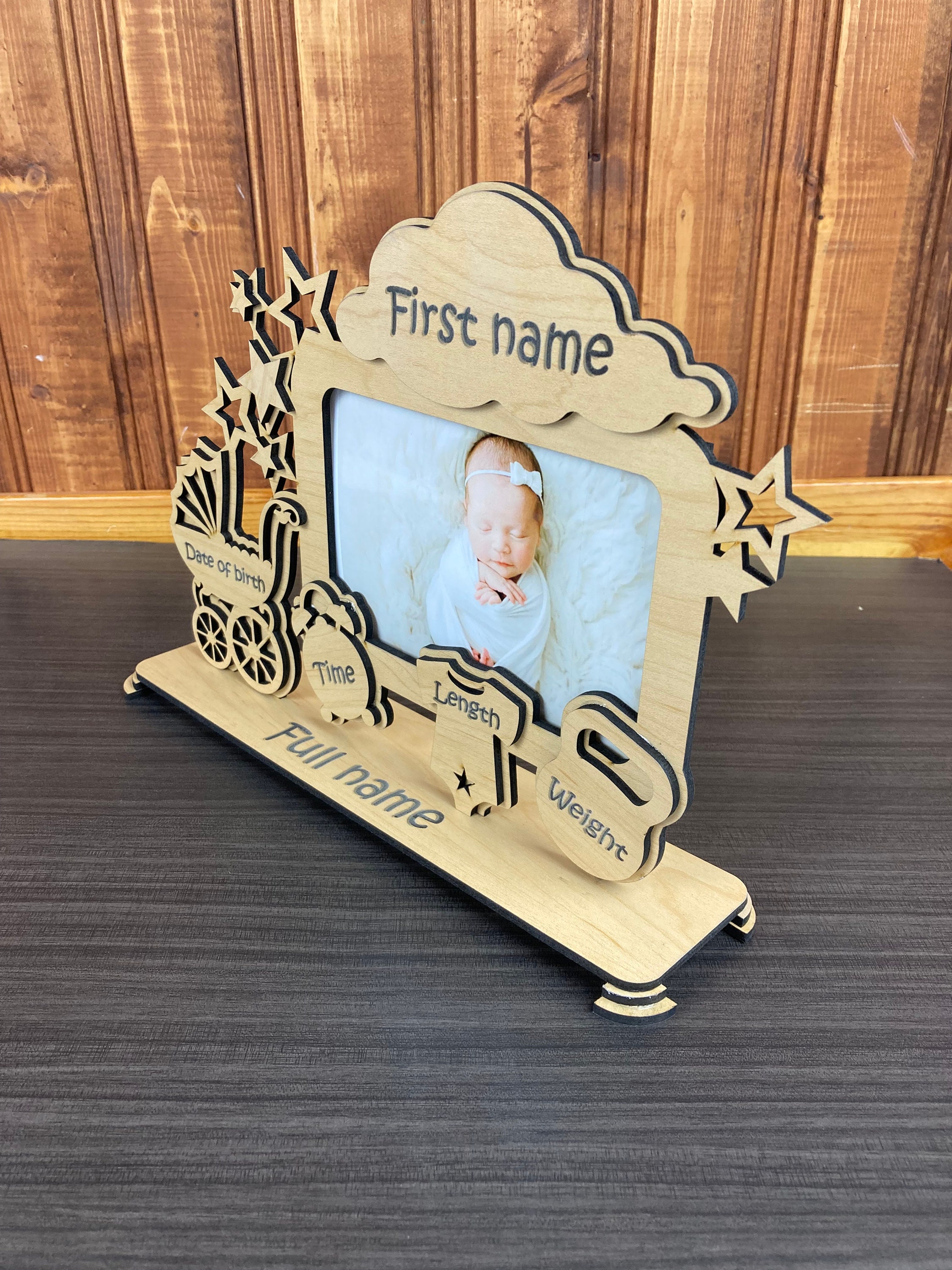 Baby Picture Frame, Nursery Decor, Personalize Birth Stat Picture Frame ...
