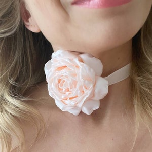 Blush Pink Flower Choker Necklace Rose Victorian Choker for Bridesmaid Gift Wedding Dress Photoshoot Dress Vintage Choker Pale Pink Peony image 1