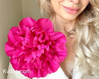 Hot Pink Flower Brooch Huge Peony Floral Brooch Party Flower Shoulder Corsage Flower Pin Extra Large Brooch Rose Peonies COLORS TO CHOOSE