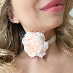 Blush Pink Flower Choker Necklace Rose Victorian Choker for Bridesmaid Gift Wedding Dress Photoshoot Dress Vintage Choker Pale Pink Peony image 10