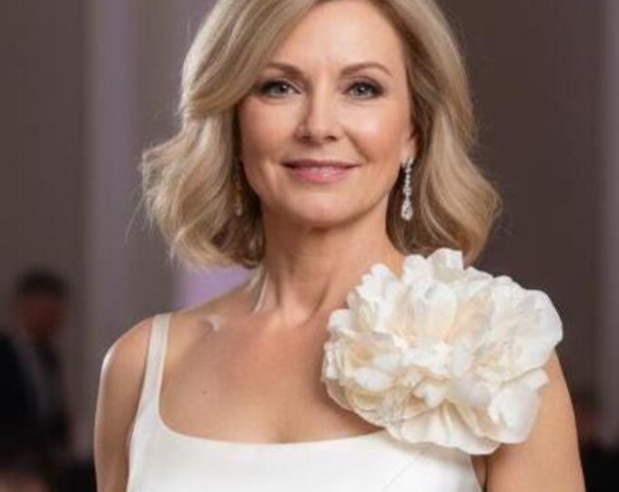 Large Ivory Flower Brooch: Oversized Satin Flower Pin, Wedding Accessory