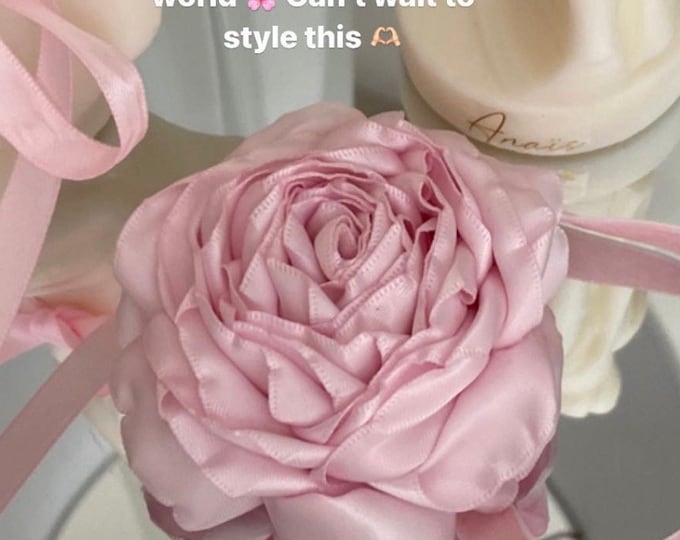 Handmade Satin Silk Flower Rose Choker: Pink Floral Necklace with Adjustable Ribbon Tie