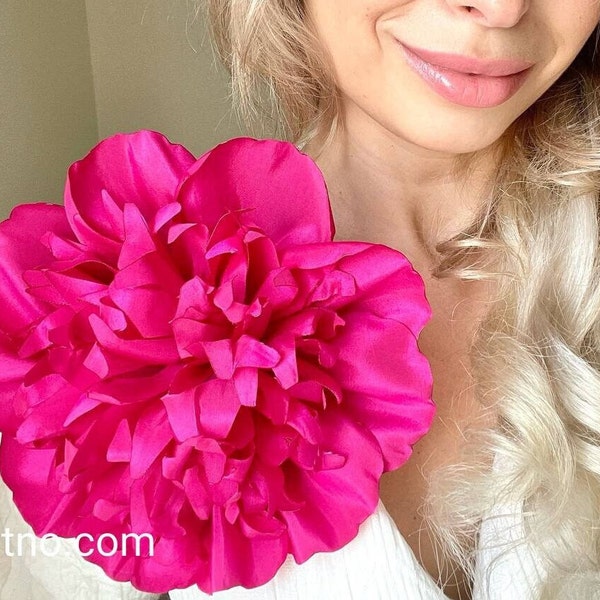 Hot Pink Flower Brooch Huge Peony Floral Brooch Party Flower Shoulder Corsage Flower Pin Extra Large Brooch Rose Peonies COLORS TO CHOOSE