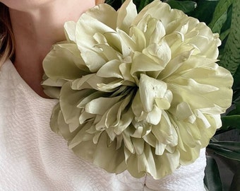 Large Flower Brooch: Peony Rose Design Oversized Flower for Prom Anniversary Wedding Big Brooch Olive Flower Pin - Fabric Flower Corsage Pin