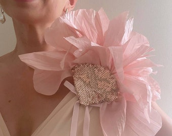 Flower Brooch Pin Flower Brooch Oversized Large Flower Brooch Pink and Rose Gold  Large Peony Brooch Large Pin Flower Blush Party Flower