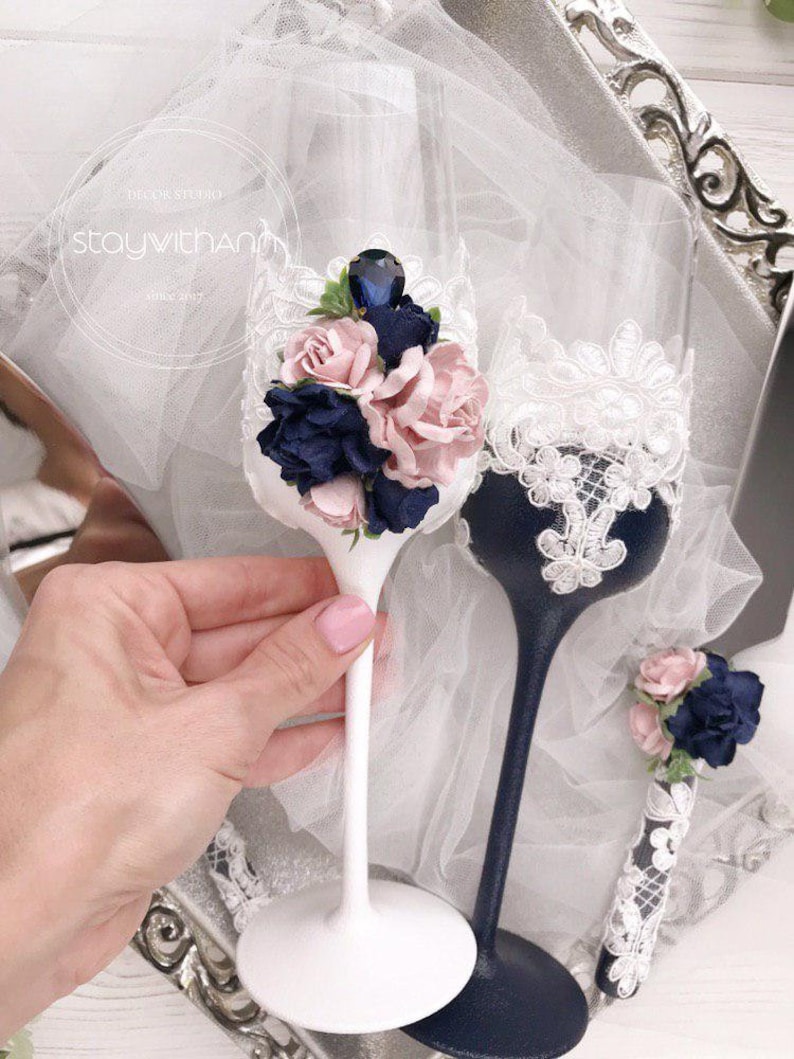 champagne and dusty blue wedding