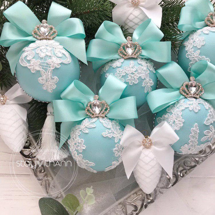 Christmas Ornaments Set Aqua Christmas Ornament Turquoise Etsy