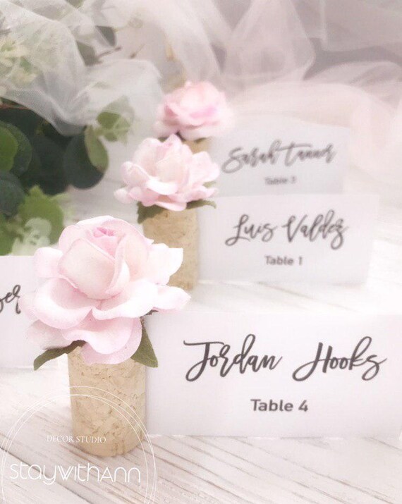 Place Cards Holder Wedding Blush Pink Wedding Place Card Cork Etsy