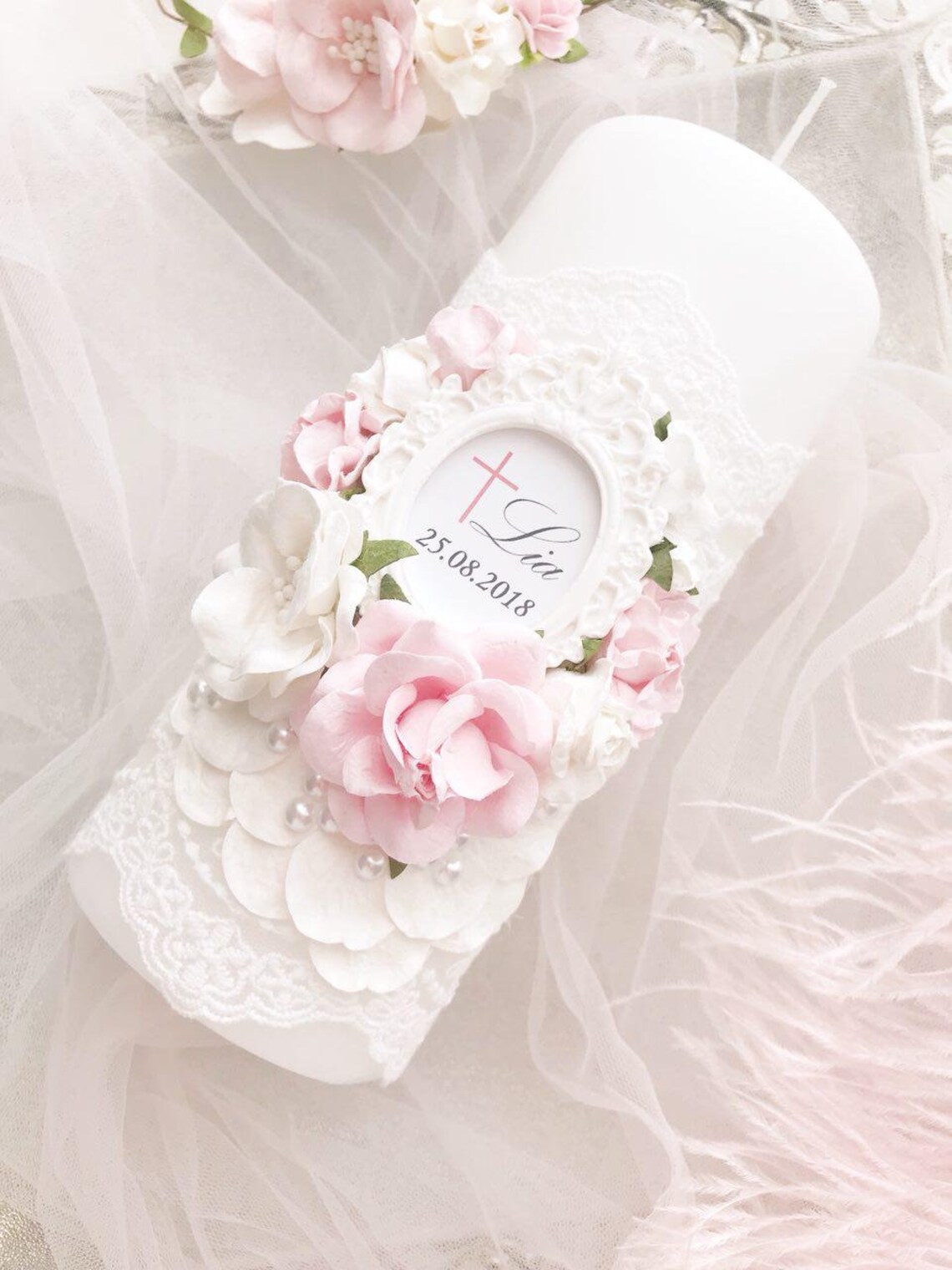 Christening Candle Girl Christening Candle Personalized Etsy