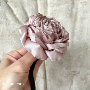 Handmade Taupe Rose Choker: Satin Flower Corsage, Velvet Ribbon