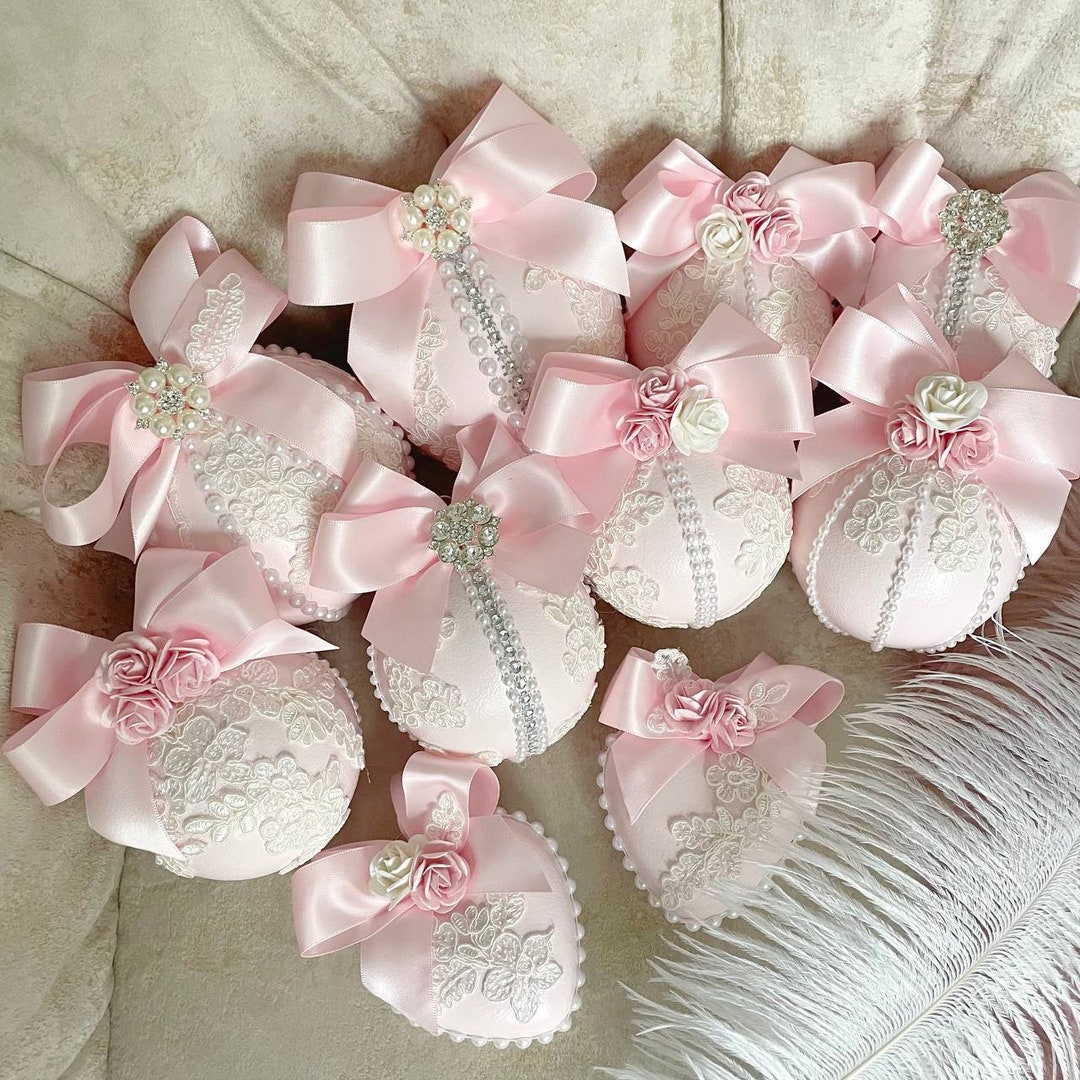 Christmas Ornaments Set of Elegant Christmas Ornaments Lace Etsy UK