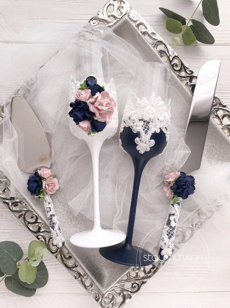 champagne and dusty blue wedding