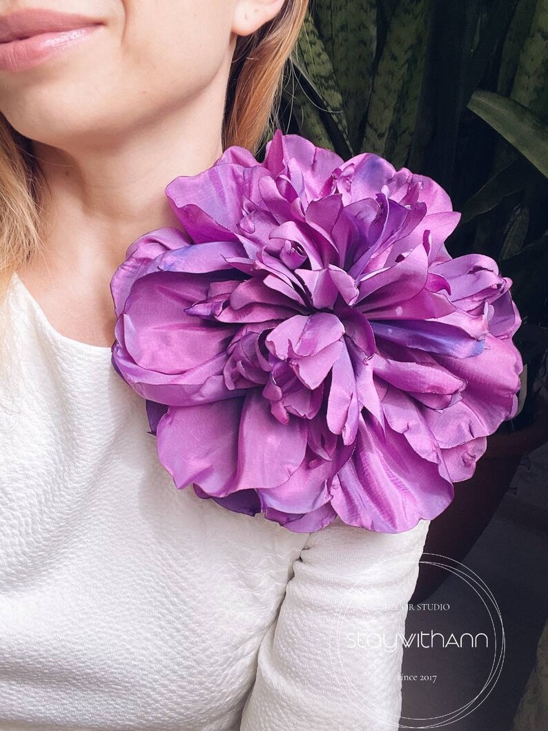 Large Flower Brooch Giant Flower Fabric Flower for Prom Etsy
