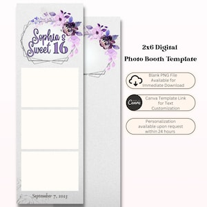 Modello floreale viola per cabina fotografica Sweet 16
