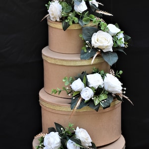 Dark Green, Ivory/soft white, Gold, Silver or Pearl Accent Eucalyptus floral cake topper & cake decor