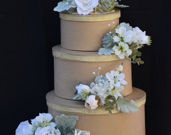 Cake topper & Cake decor Soft White/Ivory Silk floral and Succulent