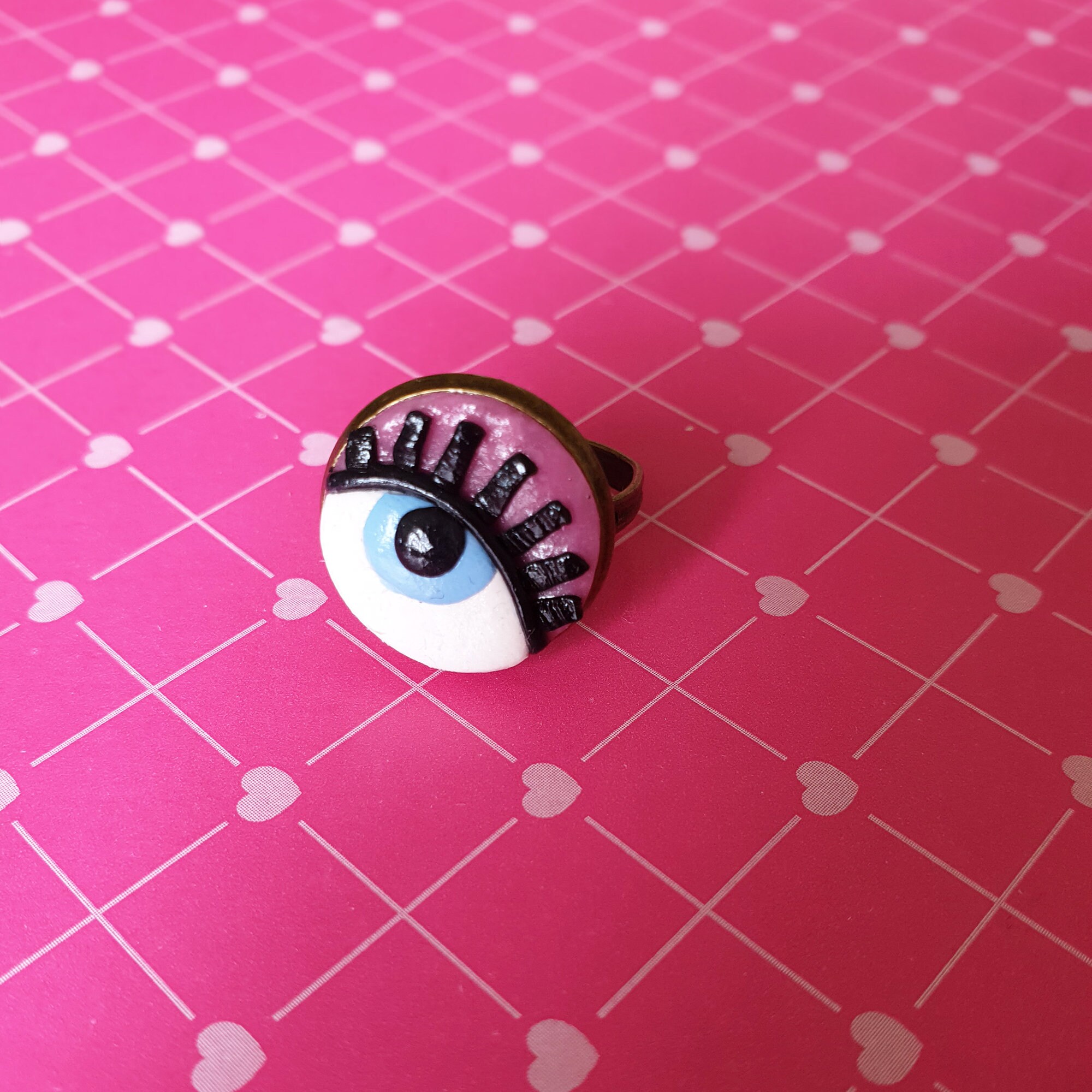 Pink Evil Eye ChiaraHandmade Evil Eye RingPolymer Clay Evil Etsy
