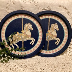 Pretty Pastel - Set of 2 Round Vintage Carousel Tin Trays