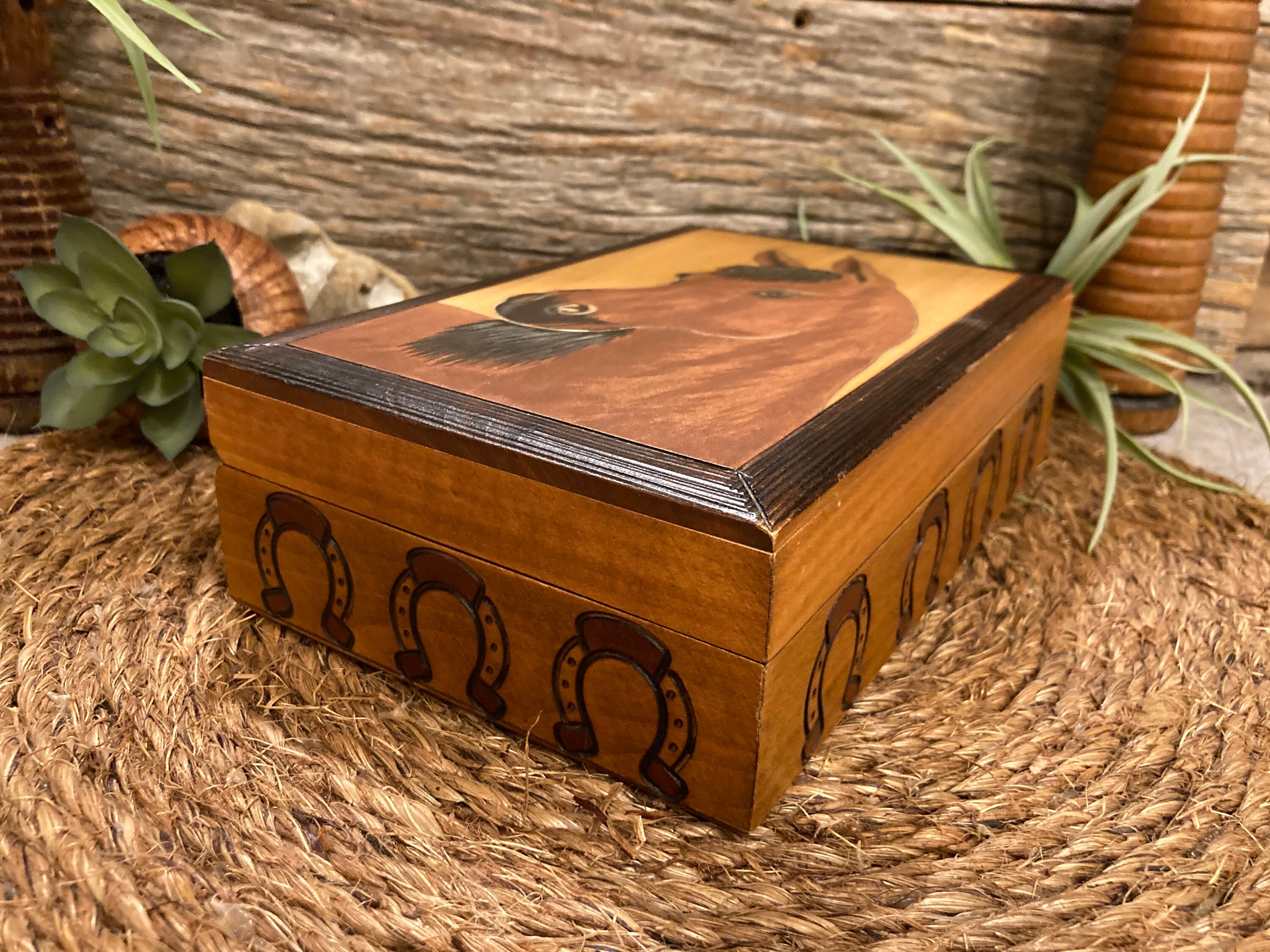 Wild Spirit Horse & Horseshoe Keepsake Box Handmade Wooden Etsy