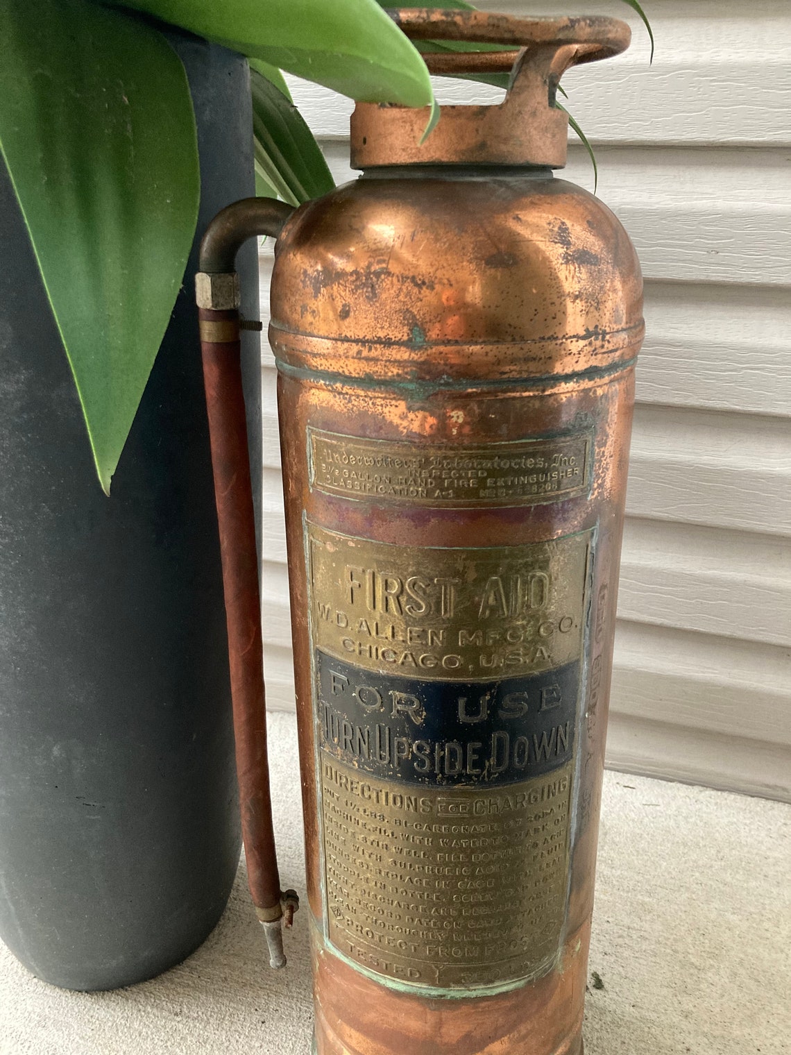 Antique 1930s Copper & Brass Fire Extinguisher W.D. Allen Etsy